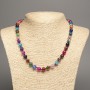 Necklace of natural agate stones, multicolored, smooth bead, 8mm diameter, 50cm length +
