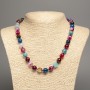 Multicolored agate natural stone necklace with a 10 mm faceted bead, 50 cm length +