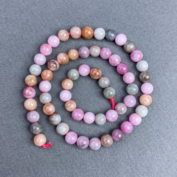 Colored Jadeite Beads, Smooth Round Beads, 6.5 mm Diameter, 38 cm Length on Thread