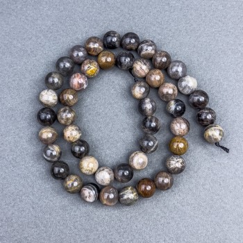 Sunstone Beads, Natural Smooth Spheres, Diameter 8.5 mm ±, On Thread, Length 39 cm