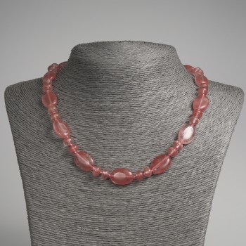 Necklace with natural tourmaline gemstone — flat oval beads, 13×18 mm ±; rondelle beads, 9×5 mm ±; length 45 cm