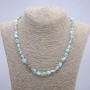 Larimar natural stone necklace, tumbled, 6×10 mm beads, 45 cm length +