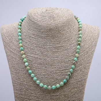 Amazonite natural stone necklace, smooth beads, 6 mm diameter, length 46 cm +