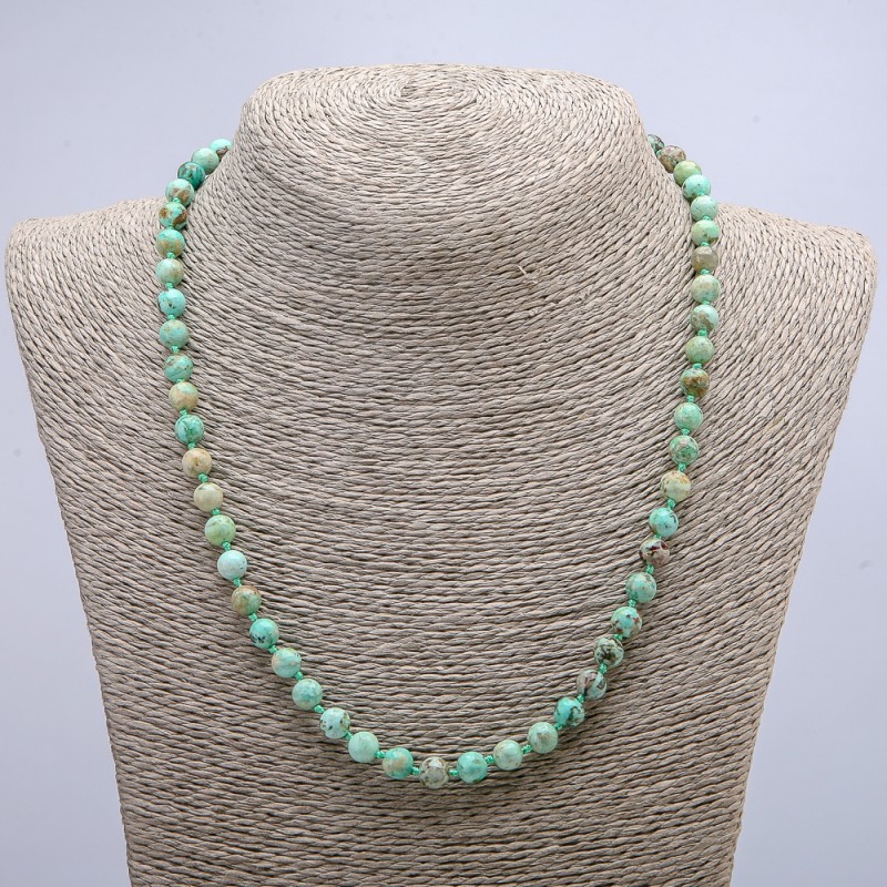 Amazonite natural stone necklace, smooth beads, 6 mm diameter, length 46 cm +