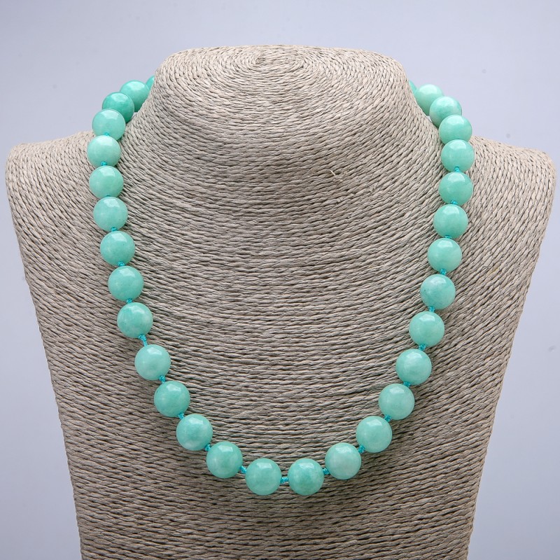 Natural Jadeite Necklace with a Smooth Bead, 12 mm (±) diameter, 46 cm length