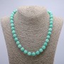 Natural Jadeite Necklace with a smooth bead, diameter 10(±)mm, length 46 cm+