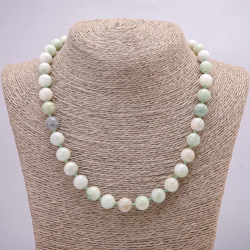 Natural Larimar Stone Necklace, smooth beads, 10mm diameter, length 45cm +