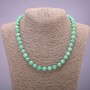 Necklace of natural Burmese jadeite, smooth beads, diameter 8 mm (±), length 45 cm