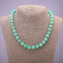 Necklace of Burmese jadeite natural stone, smooth beads, 10 mm diameter (±), 45 cm long