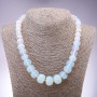 Moonstone Opalite Necklace (synthetic) Rondelle Beads, Graduated, Diameters 10x6 mm to 19x14 mm, Length 51 cm