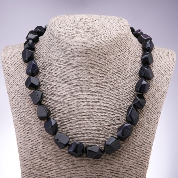 Sale: Aventurine Stone Necklace (Synthetic) 'Blue Sand of Cairo Night' Polygonal Faceting, 13 x 15 mm ±, 50 cm