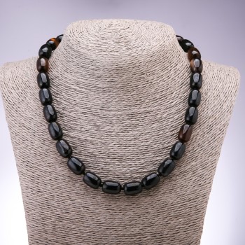 Barrel-shaped agate bead necklace, diameter 9x14 mm, length 48 cm