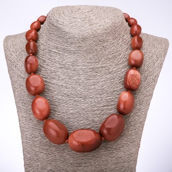 CLEARANCE Necklace "Elegant" Aventurine (synthetic) "Golden Sand" large facets from 10x13mm to 25x37mm, length 50cm