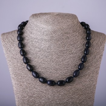 Aventurine Stone Necklace 'Blue Sand' Cairo Night 'Barrel', bead size 10×14 mm, length 47 cm