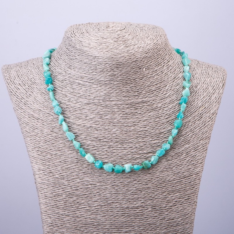 Amazonite Necklace with Granulation, Bead Diameter 5-7 mm, Length 47 cm