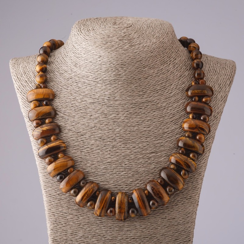 Necklace Cleopatra Tiger's Eye - 12×25 mm links and 10 mm bead, length 50 cm