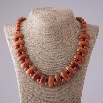 Necklace Cleopatra Aventurine 'Golden Sand' link 12x25 mm and bead 10 mm L50 cm