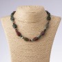 Necklace of natural multicolored jasper stone, oval and disc-shaped, length 45 cm, beads 13×18 mm and 8 mm