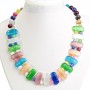 Necklace 'Cleopatra' with Cat's Eye, colored elongated oval 10×25 mm and a bead, length 50 cm