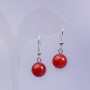 Red Jasper Earrings (named after) smooth bead, diameter 12 mm, length 3 cm