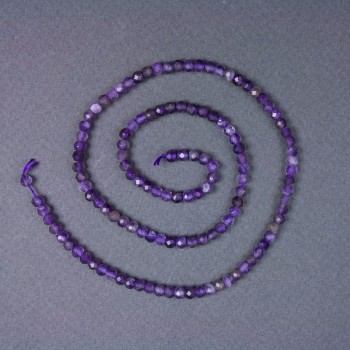 Faceted Amethyst Rondelle Beads, Natural Stone, 4x3 mm, on thread, 39 cm length