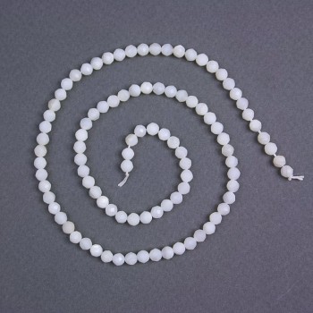 Natural mother-of-pearl beads - faceted ball, diameter 4 mm ±, on thread, length 38 cm+