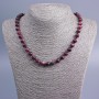 Natural Rubellite Tourmaline necklace with smooth beads, diameter 8.5 mm, length 50 cm