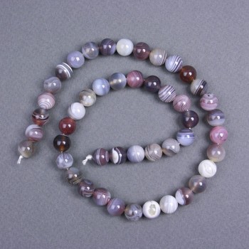 Botswana Agate Beads, natural stone, smooth beads, diameter 8.5 mm ± on thread, length 39 cm+