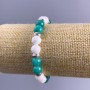 Amazonite Bracelet, White Agate (Imitation Acrylic), bead diameter about 8.5 mm, smooth beads with silver inlays on elastic, length 18 cm+