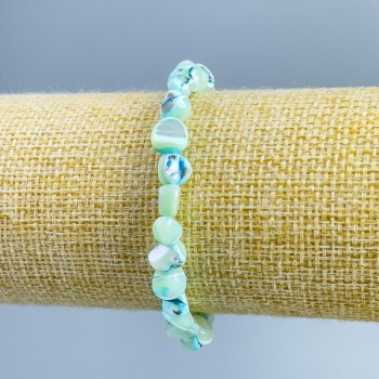 Bracelet with light-blue mother-of-pearl, faceted beads, diameter 8x6 mm, length 18 cm (stretch)