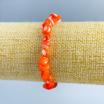 Orange mother-of-pearl bracelet with faceted beads, diameter 8x6 mm, length 18 cm (stretch)