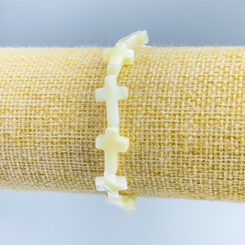 Bracelet with mother-of-pearl in the shape of crosses, diameter 10x15x3, 5 mm ±, length 18 cm (stretch)