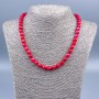 Raspberry Tourmaline Necklace with Faceted Bead, 8 mm diameter, 48 cm length