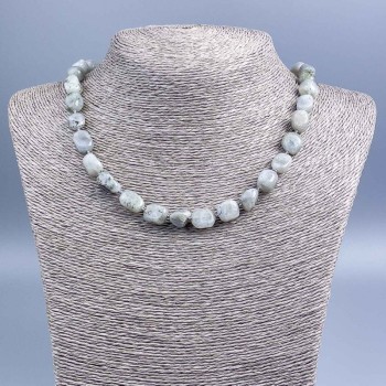 Labradorite Necklace, Faceted Natural Stone, Diameter 13x7x5 mm, Length 47 cm