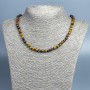 Necklace of Tiger's Eye, Bull's Eye, Hawk's Eye faceted bead, 6mm diameter, 46cm length +