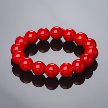Elastic Bracelet with pressed coral 12 mm