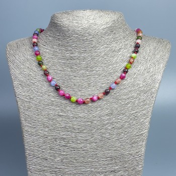 Necklace with Assorted Faceted Beads, 6 mm diameter, 49 cm long