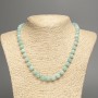 Larimar natural stone necklace with smooth beads, 8 mm diameter, 51 cm length