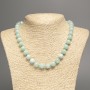 Larimar natural stone necklace, smooth beads, diameter 10 mm ±, length 49 cm ±