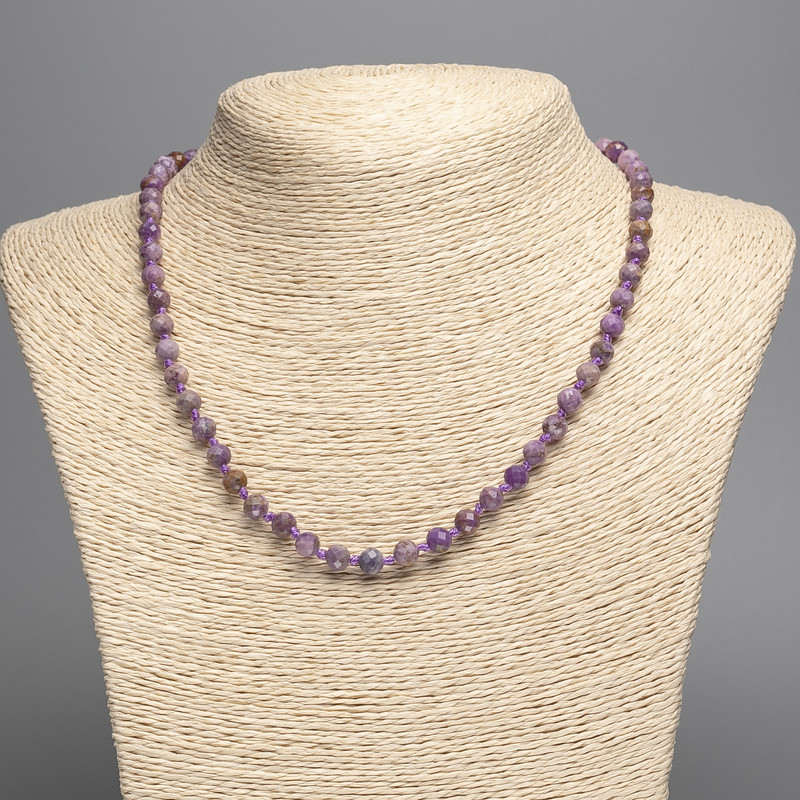 Necklace of natural fosfosiderite, faceted bead, 6 mm diameter, length 48 cm +