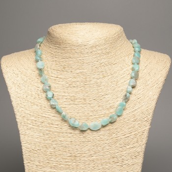 Beaded necklace of natural amazonite stones, faceted, 8×10 mm, length 48 cm +
