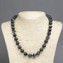 Natural agate beads necklace with smooth round beads 12 mm, length 45 cm