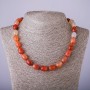 Natural carnelian necklace 'Barrel', bead size 10x14 mm, length 47 cm