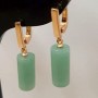 Nephrite Earrings Cylindrical Natural Stone, diameter 17.5 x 8 mm +/-, length 3.5 cm +/-