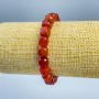 Carnelian bracelet with natural stone, faceted cube, 9x9 mm, length 18 cm (stretch)