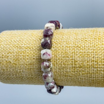 Tourmaline bracelet with natural stone, faceted cube, 9x9 mm, length 18 cm (stretch)