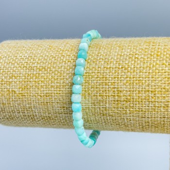 Amazonite Bracelet – Natural Stone, Faceted Cube Beads, Diameter 4.5×4.5 mm, Length 18 cm (Stretch)