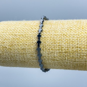 Hematite Cross Bracelet, diameter 6×4 mm, length 18 cm (stretch)