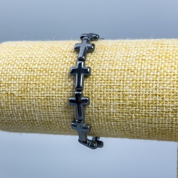 Hematite Cross Bracelet, diameter 14×10 mm, length 18 cm (stretch)