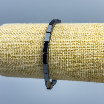 Hematite Rectangle Bracelet, 8×4 mm, length 18 cm (stretch)